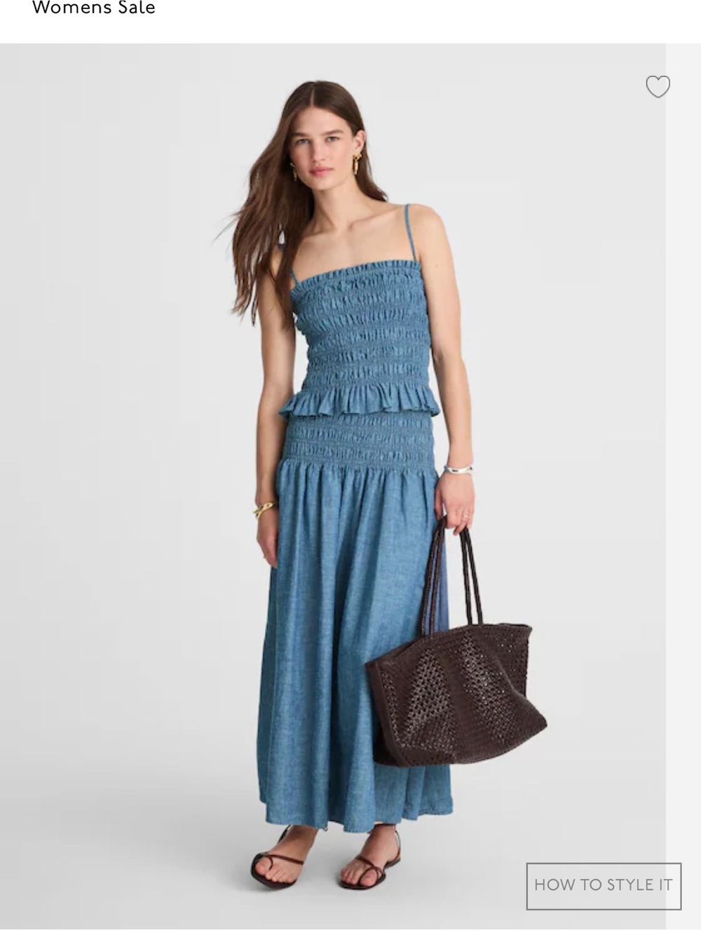 Madewell Blue Smocked Chambray Top and Maxi Skirt